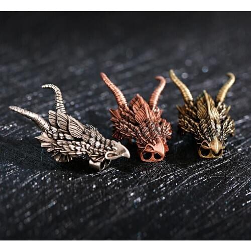 Rose Golden Color Decorative Beads 1 Piece/Lot Dragon Head Shape Copper Beads For Making DIY Bracelet Necklace Parts 2020 Gifts
