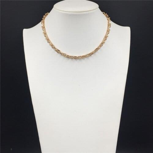 Gorgeous Gold Color Plating U Link Chain Necklace For Women Girl Elegant Trendy Chic Special Jewelry Accessory