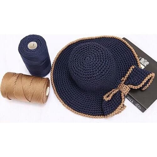 COOMAMUU 230G/bobbin Crochet Yarn Light Viscose Ice Rope 3mm Hollow Nylon Thread for Hand Hook Sun Hat Cushion