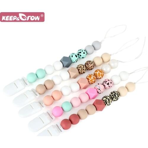 Baby Pacifier Chain Clip Silicone Teethers BPA Free Teething Necklace Dummy Clips Holder Food Grade Silicone Baby Pacifier Chain