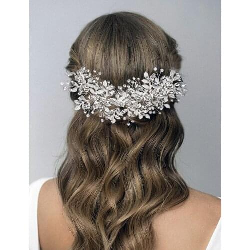 ZMHP349 Silver Handmade Crystal Wedding Hair Accessories Ladies Hair Accessories Aride Headband Floral Bridal Headwear Jewelry