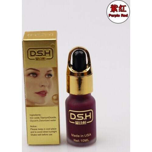 Purple red color DSH import permanent makeup micro pigment manual tattoo ink cosmetic for eyebrow eyeliner lips 10ml
