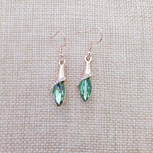 QiLeSen Fine jewelry 925 sterling silver suitable for ladies wedding earrings, Single-minded gold fruit green color earrings