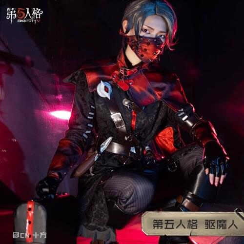 Aesop Carl Exorcist cos Identity V anime man cosplay costume set Coat + vest + pants + shawl + gloves + belt + accessories