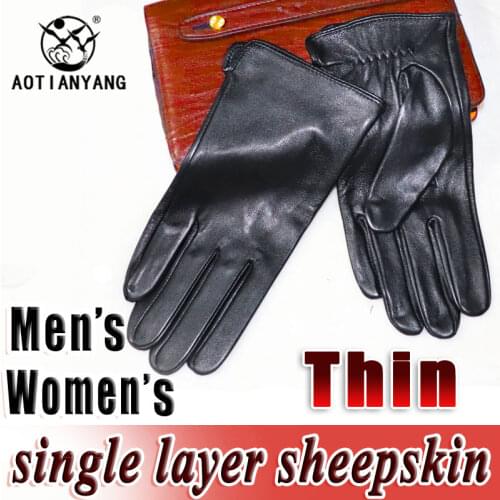 Leather Gloves Mens Sheepskin Single Layer Unlined Thin Womens Spring and Autumn Outdoor Motorcycle Riding Driver Driving New