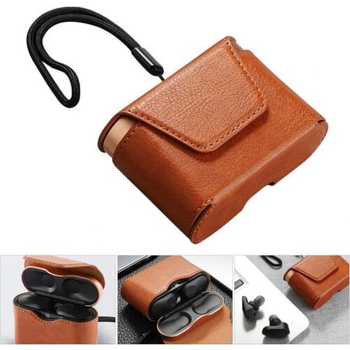 Leather Case Protective Box for Sony WF-1000XM3 Wireless Headset Earphone Storage Case Cover Magnetic Earphone Protector Bag