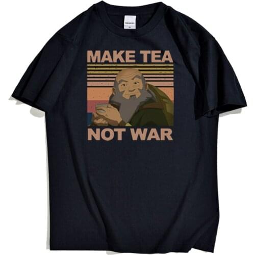 Make Tea Not War Personality Cartoon Printing Fashion Shirt For Man Comfortable Vintage Clothes Men Casual Punk Shirts Mens