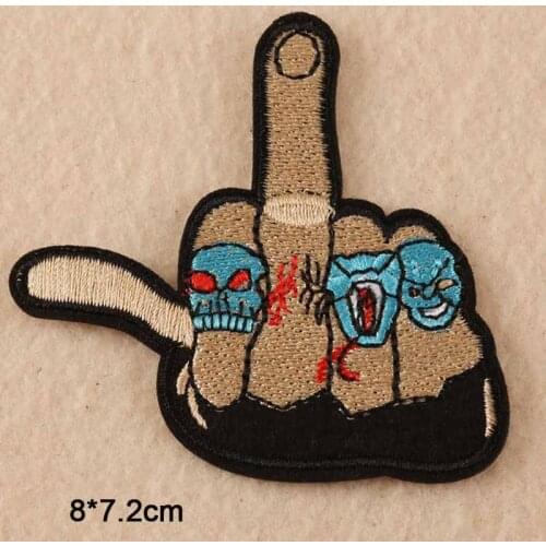 Middle Finger Punk Iron On Patch Clothes Patch For Clothing Girls Boys Embroidered Patch