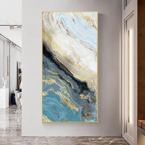 Wall Painting Picture Abstract Color Poster Golden Lines Print Nordic Art Picture for Living Room Scandinavian Canvas Home Decor