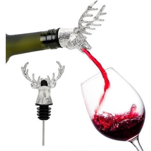 NICEYARD Stainless Steel Deer Stag Head Wine Stopper Wine Pourer Wine Extractor Funny Bottle Plug Bottle Cap Cover Bar Tools