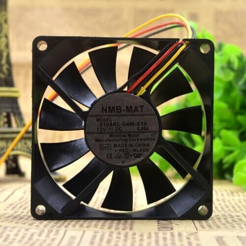 New original 3106RL-04W-S19 DC 12V 8CM 8015 ultra-thin chassis cooling fan