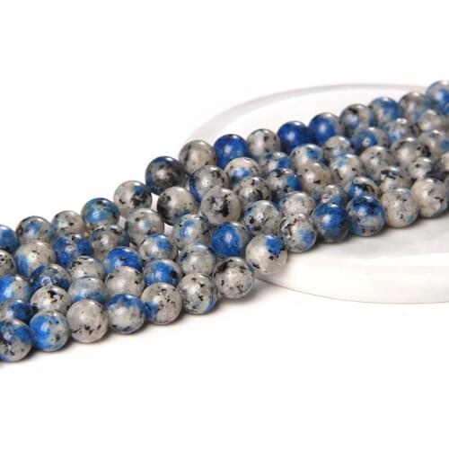 Wholesale 6 MM 8 MM 10 MM Blue K2 Stone Bead Natural Smooth Granite Strand Beads For DIY Making Jewelry Bracelets Women Necklace