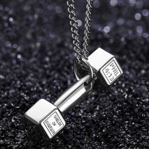 Necklace Men and Women Sports Barbell Pendant Fashion Chain Necklace Man Accessories Holiday Gift New Gym Dumbbell Pendant