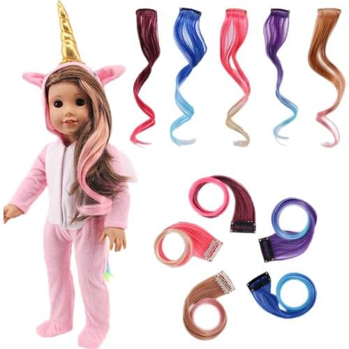 3*33 Cm Wig Gradient Style For Doll Accesssories Hairpin Hair Accessories Fit 18 Inch Girls DIY Hair Wigs Heat Resistant Fiber