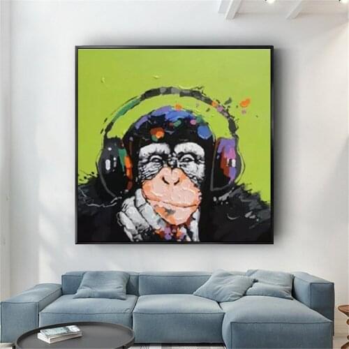 Professinal Artist Hand painted High Quality Modern Art Gorilla Oil Paintings on Canvas Abstract Funny Animal cow Oil Painting