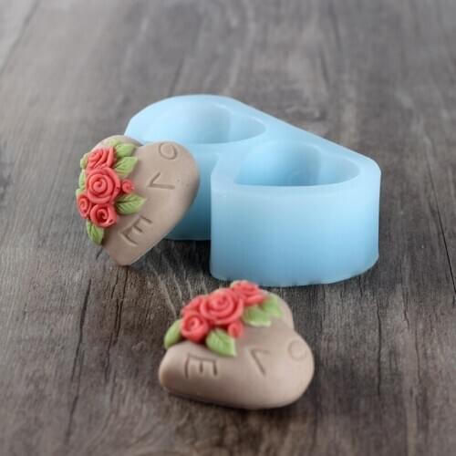 Craft Soap Molds DIY Double Rose Heart Silicone Mold Handmade Making Gift Tool