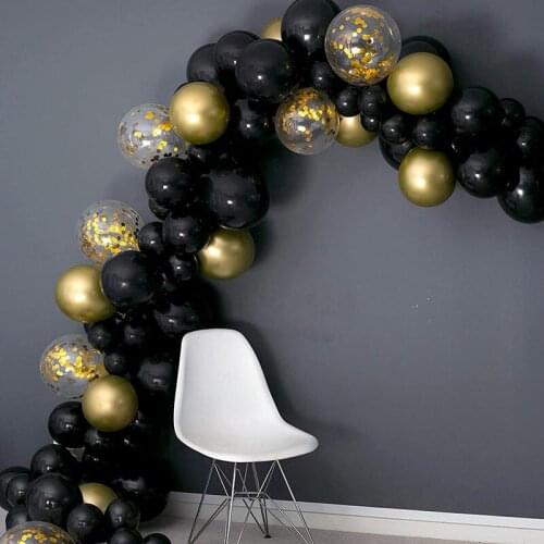 74pcs Chrome Balloon Garland Arch Kit Black Gold Confetti Balls For Birthday Party Home Navidad Decoras Happy New Year Supplies