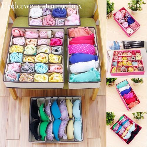 Foldable Underwear Drawer Organizers Dividers Closet Dresser Clothes Storage Organizer Box For Bras Scarves Ties Socks Boxes