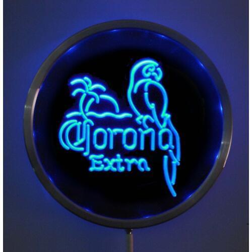 Rs-a0108 Corona Extra Parrot LED Neon Round Signs 25cm/ 10 Inch - Bar Sign with RGB Multi-Color Remote Wireless Control Function