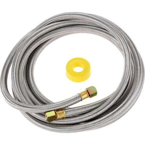 1set 16Ft Stainless Steel Braided BBQ Grill Extension Propane Hose 3/8 Female Flare Threads Gas Nuts Line Pipe Thread Tape