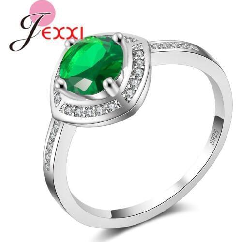 Vintage Geometry 925 Sterling Silver Valentines Day Gifts For Women Men Green AAA+ Cubic Zirconia Wedding Rings Female