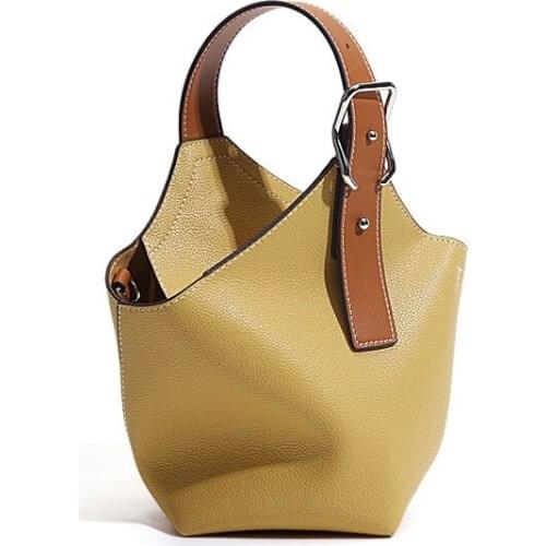 Vegetable Basket Bag Womens Bucket Bags Genuine Leather Tote 2021 Trending Designer Crossbody Shoulder Handbags Female Casual