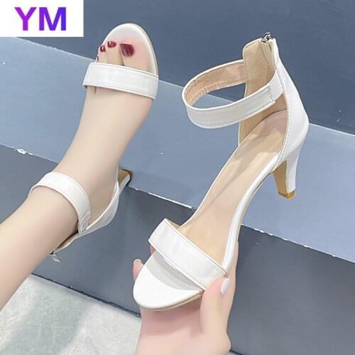 2021 Sexy Summer Sandals Women Sandals High Heels Peep Toe Buckle Strap Zipper Zapatos Transparentes De Mujer Sadalias Femininas