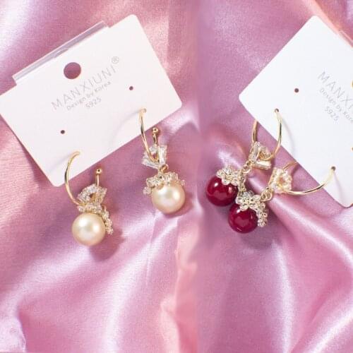 S925 needle Korea Design Stud Earrings Metal Geometric Irregular Circle Teardrop Simulated Pearl Earrings For Women Girl Gift