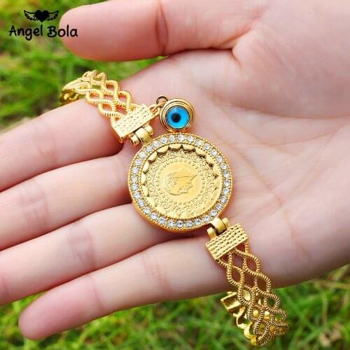 Oman Money Coin Bracelet Bangles for Women Allah Bracelet Gold Color Ethiopian Jewelry Muslim Islam Bangle Arab Wedding Gifts