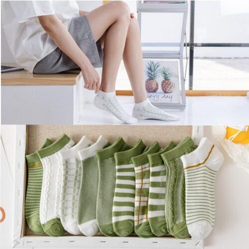 10 Pairs /lot Combo Cotton Women Socks Avocado Green Color Female Casual Socks Invisible Funny Girl Ankle Sock