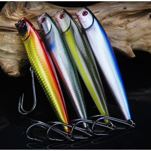 2pcs 14cm 45g minnow fishing lures sinking hard bait lures 4-color double hook sea wave climbing boat fishing simulation lure