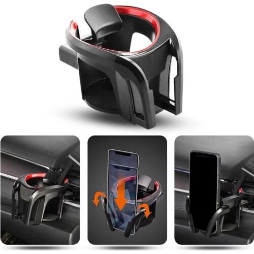 2 in 1 Car Cup Holder Phone Mount Vent Fixed Rack Organizer Universal Adjustable Drink Bottle Bracket Stand