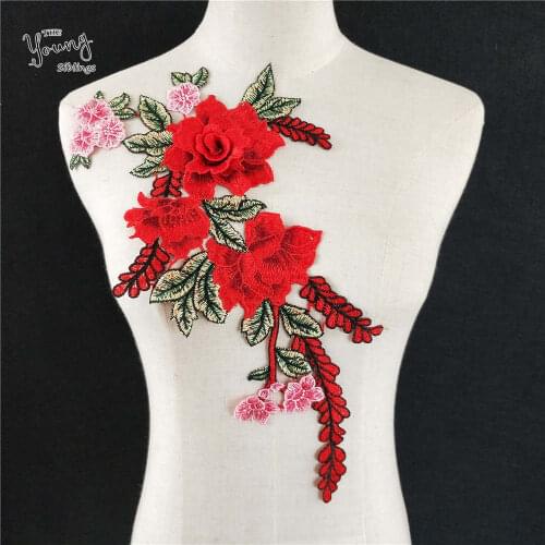 New fashion lace fabic rose flower embroidery lace collar trim neck applique clothes DIY Dress sewing accessories 1PCS sell