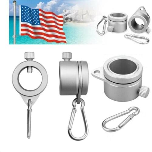 Aluminum Alloy Flag Pole Rings 360 Degree Rotating Flagpole Flag Mounting Ring Kit with Carabiner for 0.75-1.02Inch Flagpole