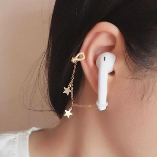 Headset Anti-lost No Pierced Ear Clip Airpods Wireless Headset Five-pointed Star Round Imitation Pearl Long Earless