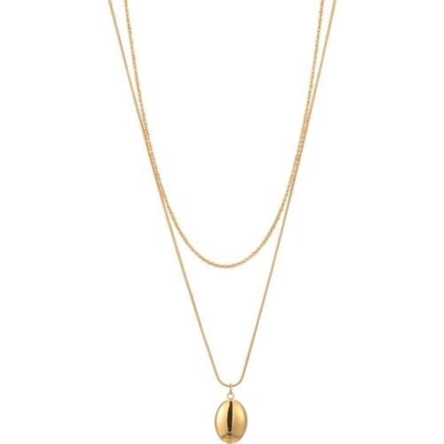 Stainless Steel Minimalism Multilayer Gold Chain Link Bead Water Tear Pendant Necklace Jewelry Gift For Him with Chain