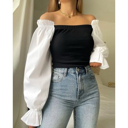 DAILOU Black And White Blouses