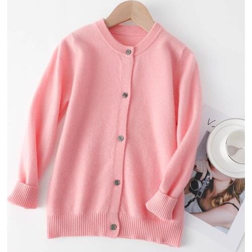 Childrens 100% Pure Wool Knitted Cardigan Threaded Round Neck Boys And Girls Lithe Keep Warm Sweater Small Jacket 2021 Winter