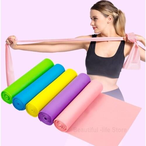 Yoga Pilates Stretch Resistance Band Elastic Exercise Fitness Band Training Exercise Fitness Rubber 150cm Natural Gym Pull Band