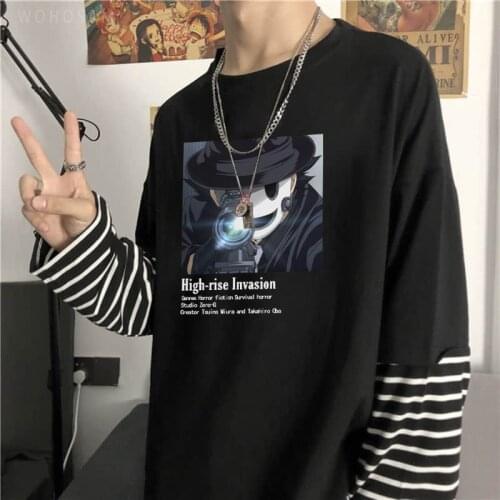 Japan Anime High-Rise Invasion Sniper Kamen Print T Shirt Male Female Fashion Casual Summer Oversize Itself Long Sleeve T-shirt
