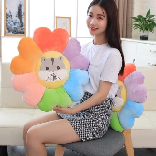 Hamster sunflower Pillow colorful Stuffed Bed Pillow Big funny flower Bed Cushion high quality Sofa Room Decor pet cushion Gift