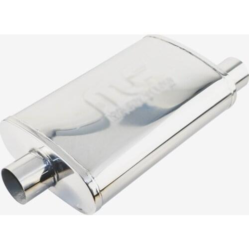 JZZ TURBO MUFFLER ID:2.5" OD:2.5" Length:19.5" Polished Universal Racing Performance Car Exhaust Muffler
