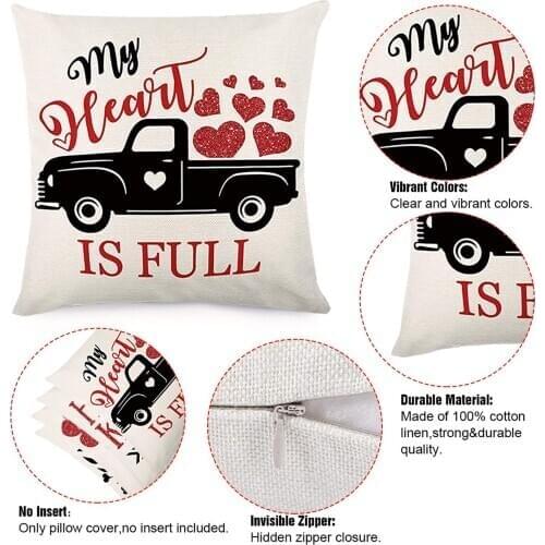 Linen Throw Pillowcase-Valentines Day 45 x 45 Cm Throw Pillowcase Decorative Cushions Cover Valentines Day Pillows Case for So