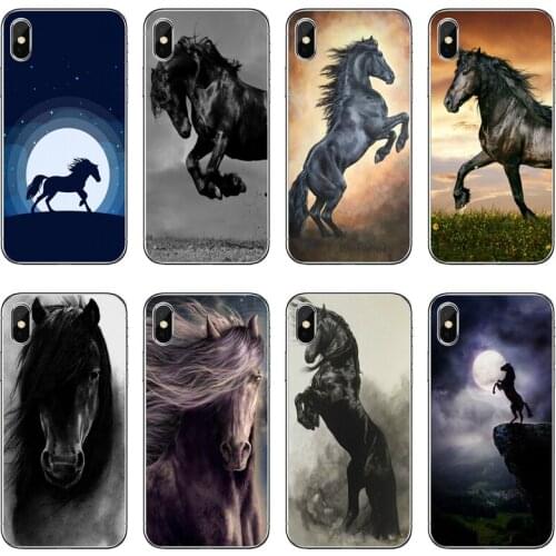 Soft Phone Case Cute black horse For Samsung Galaxy A71 A70 A60 A51 A50 A41 A40 A31 A30 A20E A21S A12 A10 A7 A5 A3