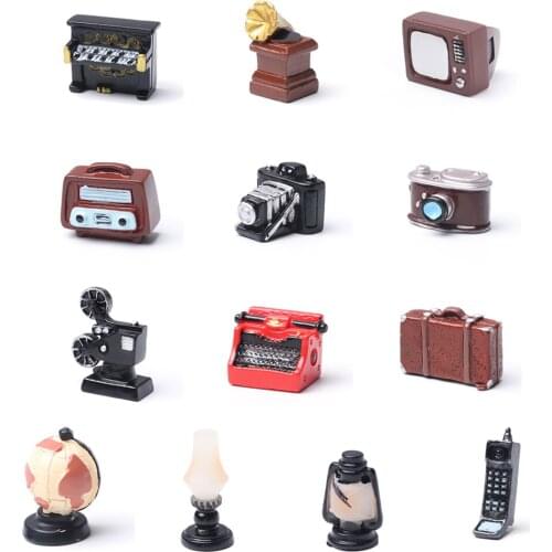 Retro Desktop Ornaments Toy Home Decor Telephone Mini Pianos TV Model Antique Furniture Figurine Decoration Crafts Dollhouse