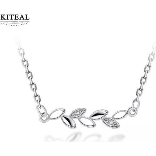 KITEAL 2018 Hot New Fashion Lovely Plated Silver simple Cross Leaves Pendant Necklace for Women Jewelry gifts