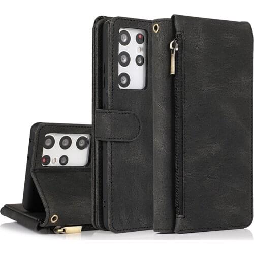 New Zipper Wallet Case For Samsung S21 Ultra Note 20 10 + 9 S20 FE S10 S9 Plus S10 Lite A71 A51 A72 A52 Flip Leather Phone Case