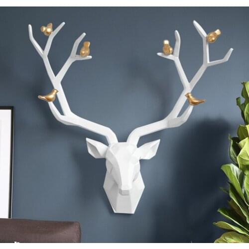 RESIN 3D BIG DEER HEAD WALL DECOR FOR HOME SATUE DECORATION ACCESSORIES ABSTRACT SCULPTURE MODERN ANIMAL HEAD WALL DECORATION