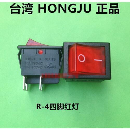 Original new 100% R-4-210-C5L-BR 16A 250VAC rocker switch 4pin with red light switch