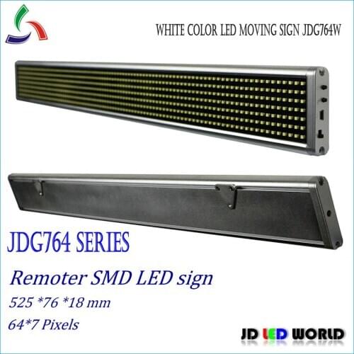 P7.62 white single color SMD ultra-thin Remoter LED scrolling message sign JDG764W